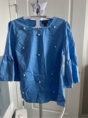 a.n.a Blue Pearl-Accent Bell Sleeve Blouse